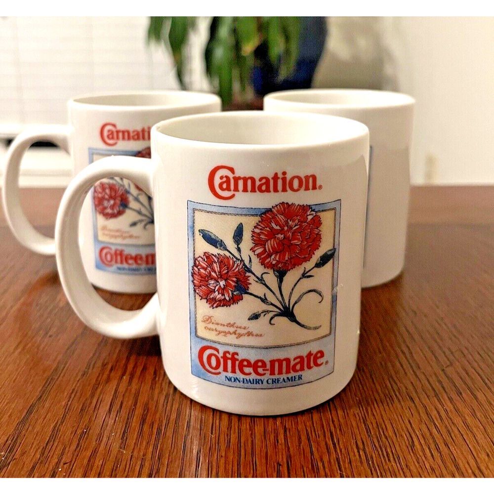 Vtg 1993 Carnation Coffee-mate Coffee Mugs Botanical Collector's Series Lot of 3